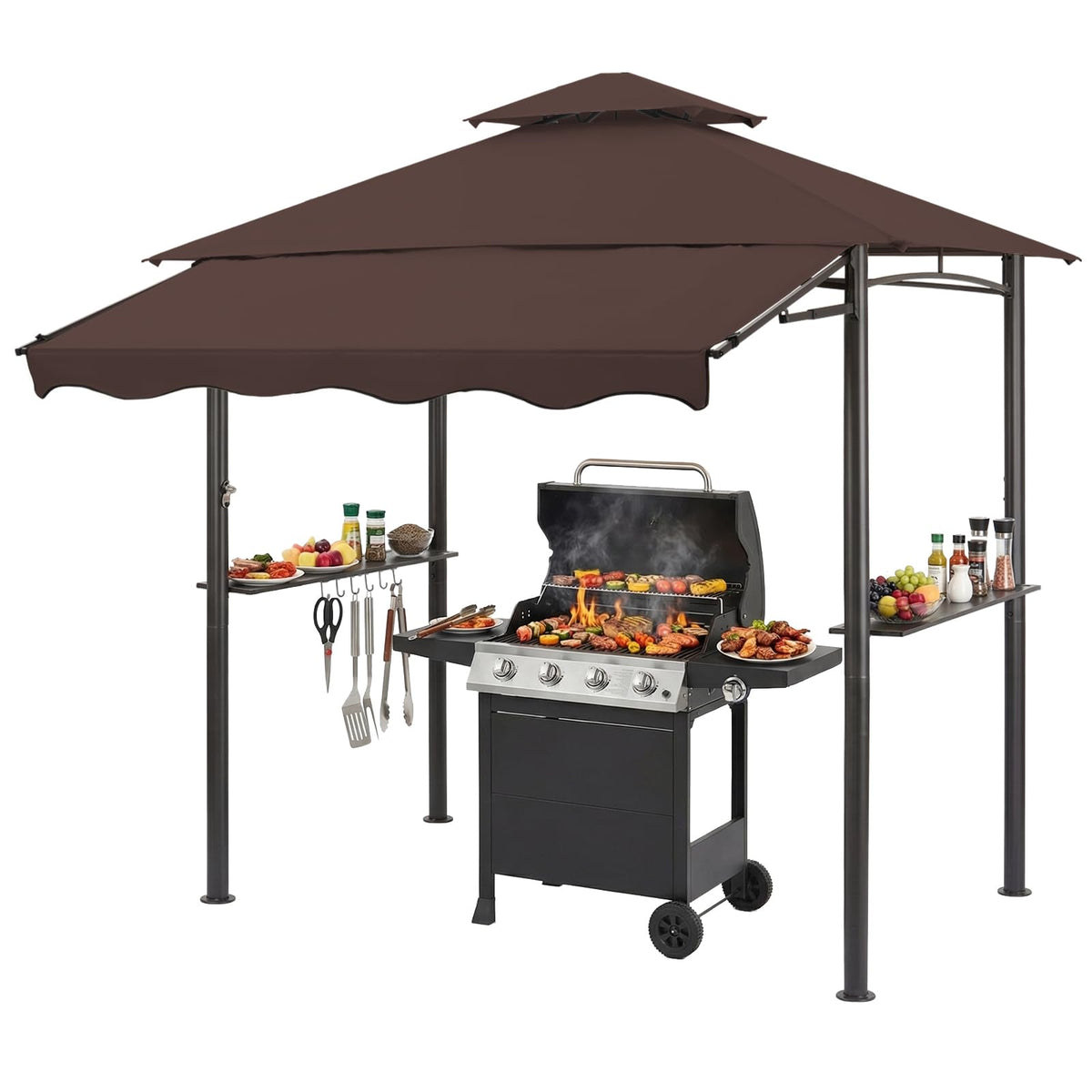 CHARMELEON grill gazebo awning-extended shade for outdoor cooking.
