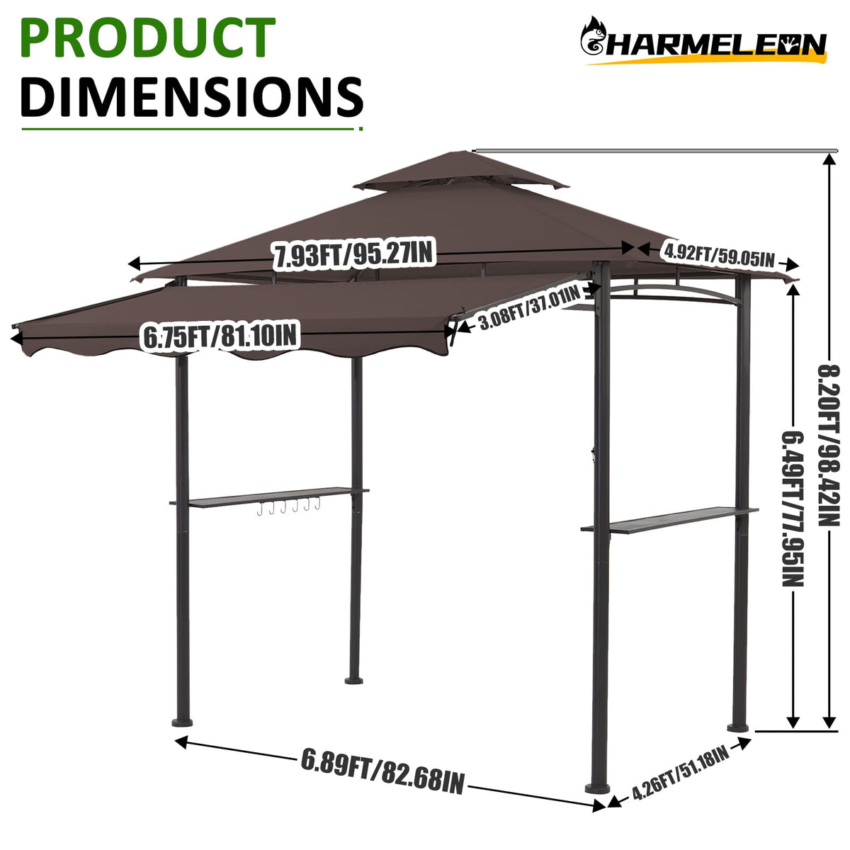 CHARMELEON grill gazebo ideal for backyard parties and poolside grilling.