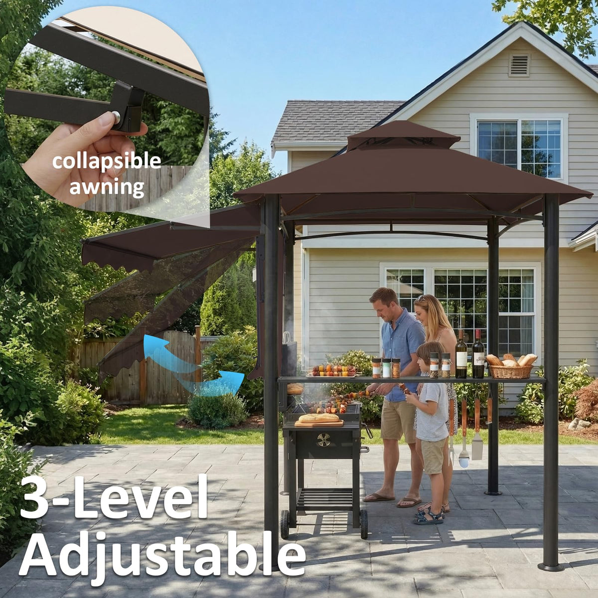 CHARMELEON grill gazebo ground stakes keep shelter secure on any surface.