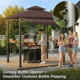 CHARMELEON grill gazebo sturdy steel frame resists rust and wind.