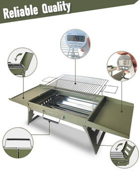 Charmline charcoal BBQ grill with liftable grate for safe charcoal changes.