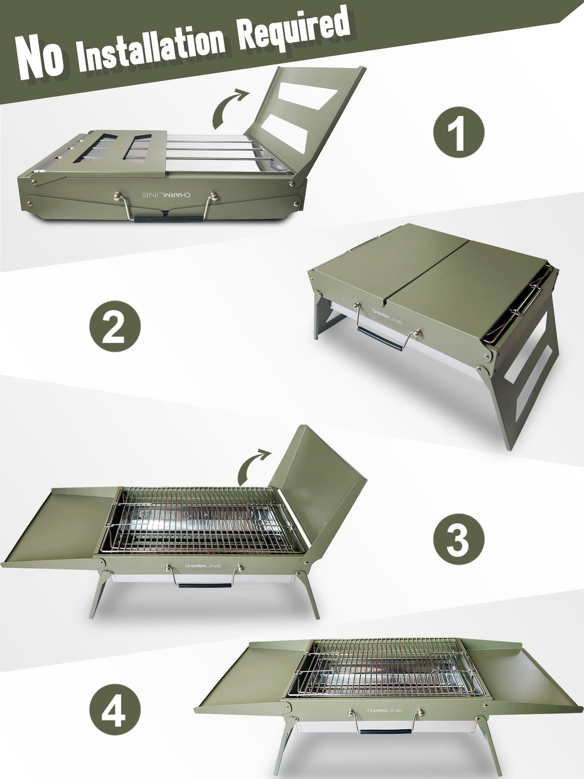Charmline charcoal BBQ grill with sauce compartment for dipping accompaniments.