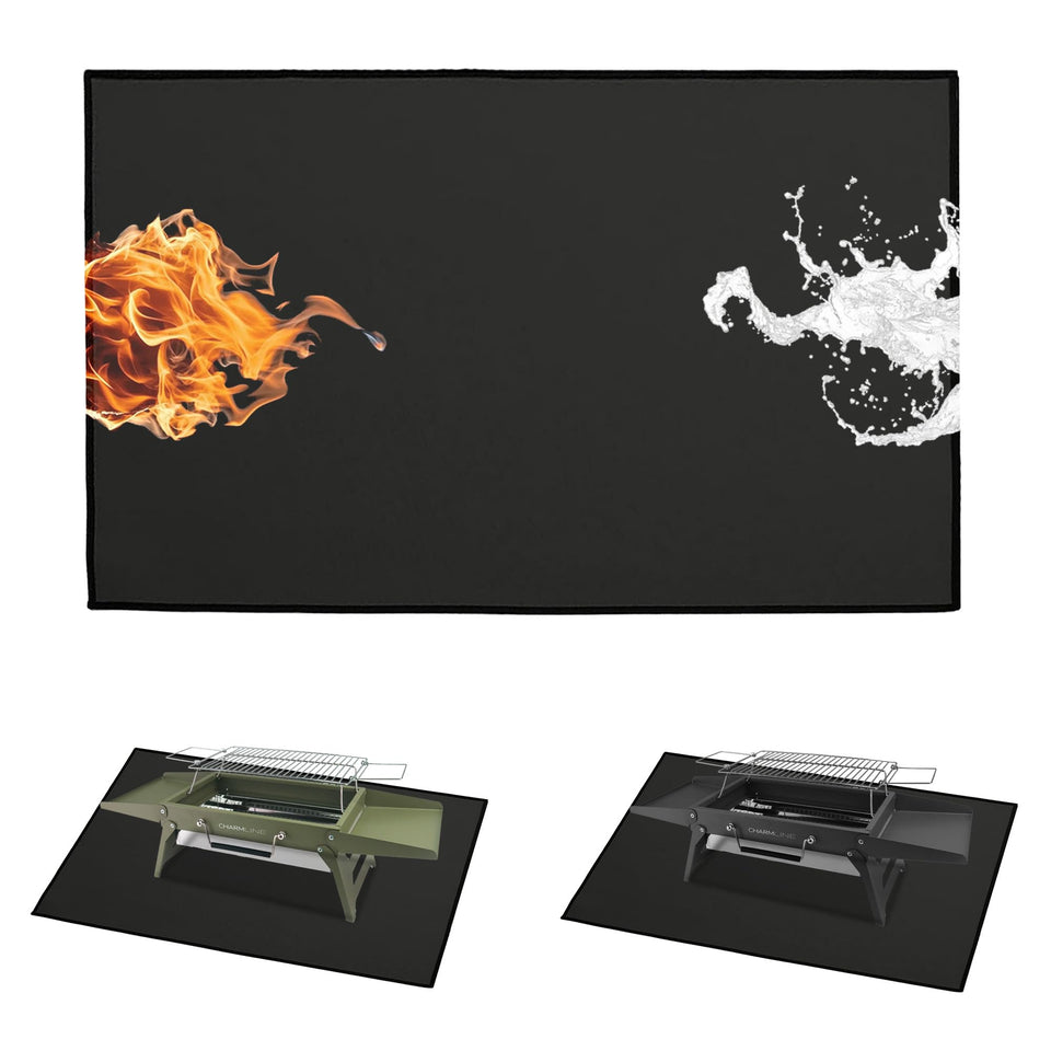 Charmline Fireproof Grill Mat protects outdoor prep tables from heat and sparks.