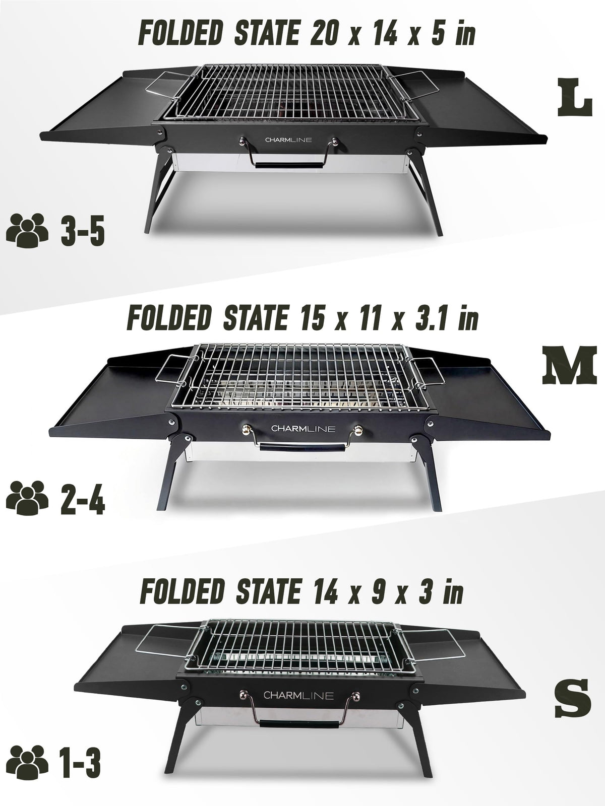 Charmline no-assembly grill opens and folds in seconds