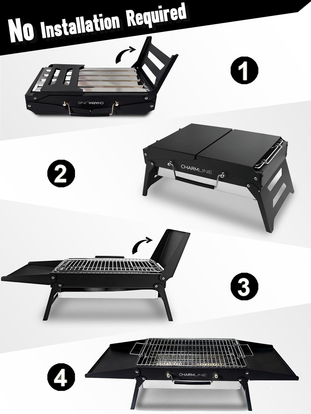 Charmline grill with sauce slot offers convenient prep while grilling