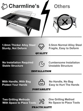 Charmline stable setup on desktop, beach, or grass surfaces.
