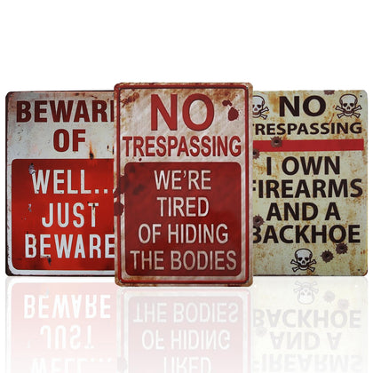 CHAROUP no-trespassing Halloween sign front view, durable aluminum for outdoor use.