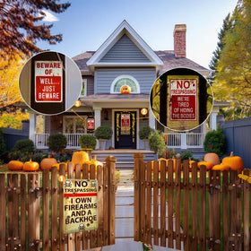CHAROUP three-pack metal signs, versatile for yard and indoor walls.