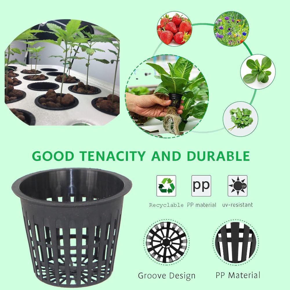 CHTASO 3-inch net pot close-up highlights slotted mesh and bottom holes.