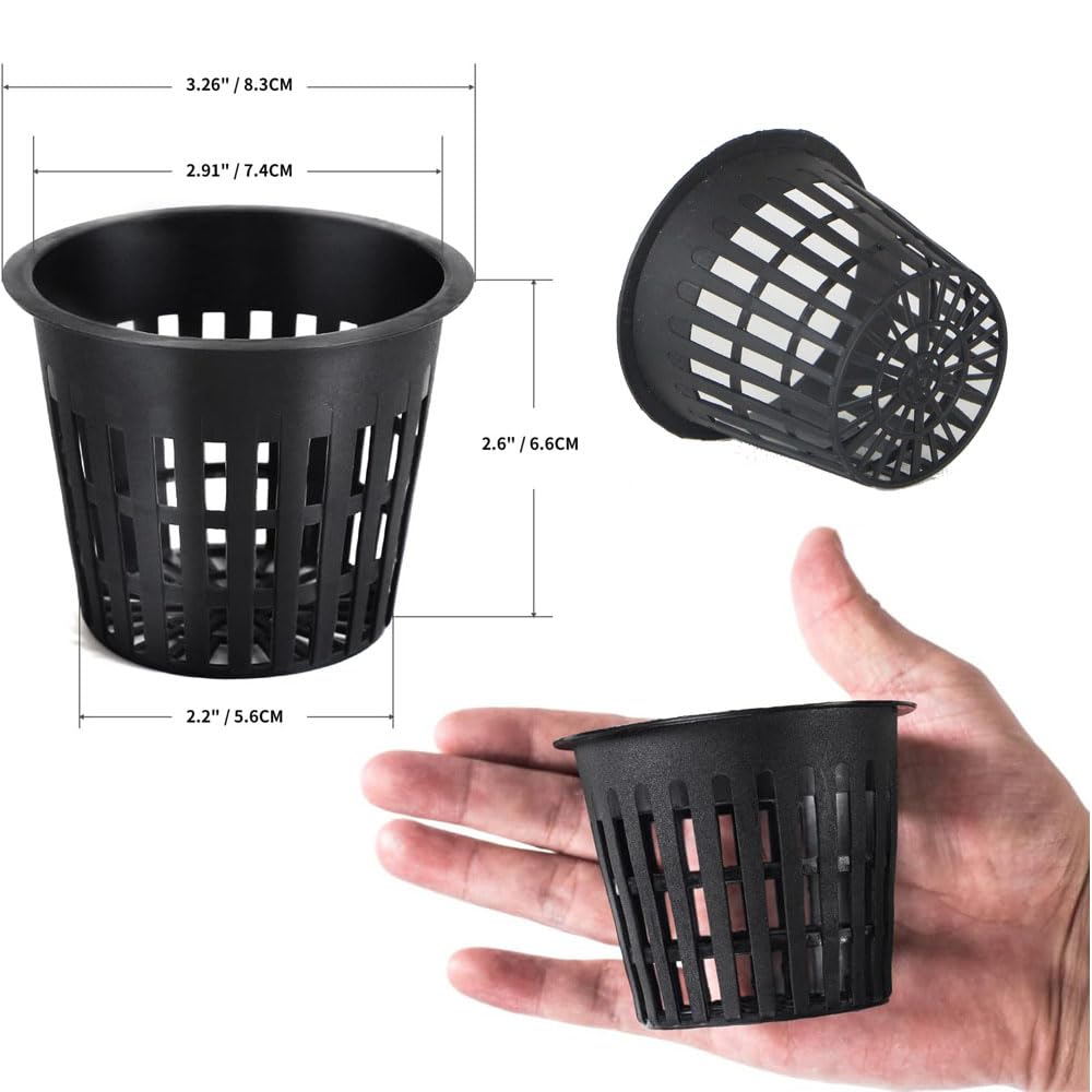CHTASO 3-inch net pot with media for seedlings and herbs.