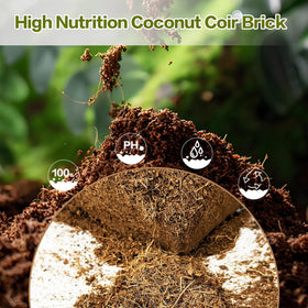 Cheardia coconut coir brick after expansion ready to mix with potting soil.