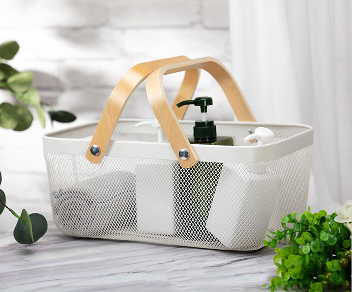 Cheardia metal mesh basket offers durable organization in kitchen