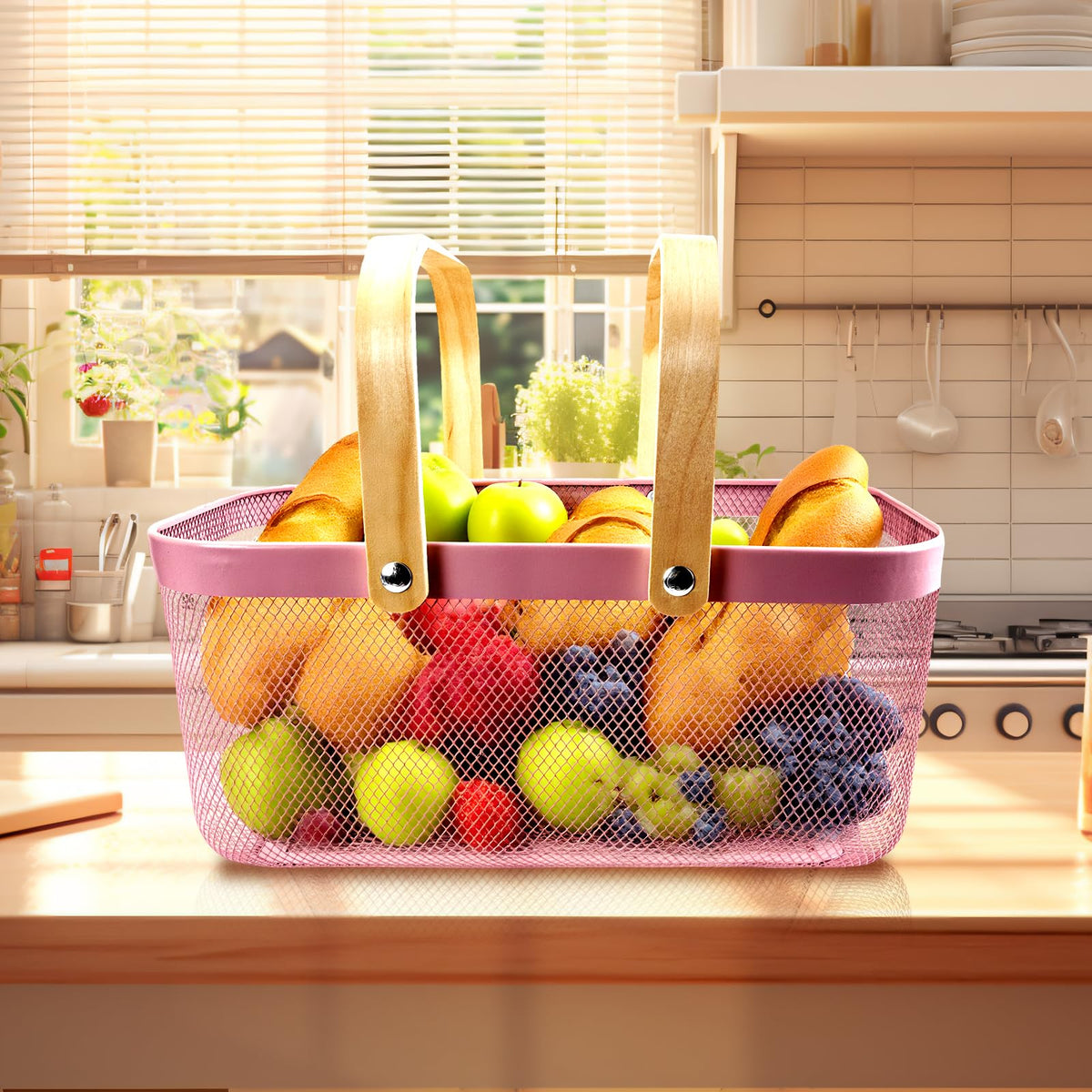 Cheardia air-permeable mesh basket helping contents stay fresh