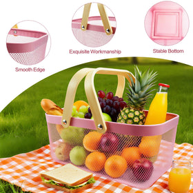 Cheardia foldable wooden-handle basket for easy transport