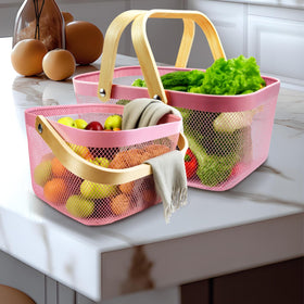 Cheardia pink basket used as stylish kitchen storage and decor