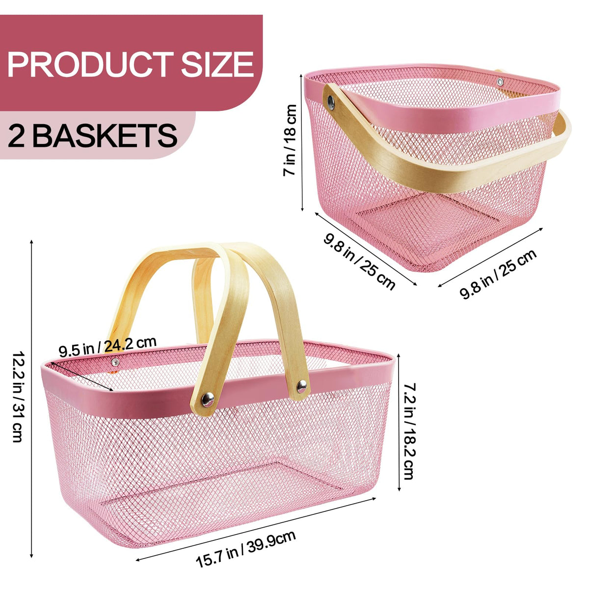 Cheardia small pink harvest basket ideal for compact storage