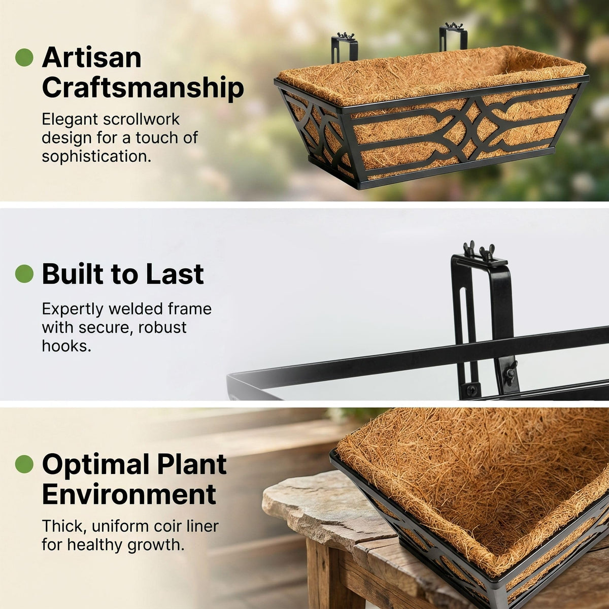 Cheehigo coco liner enhances moisture retention for thriving outdoor plants.