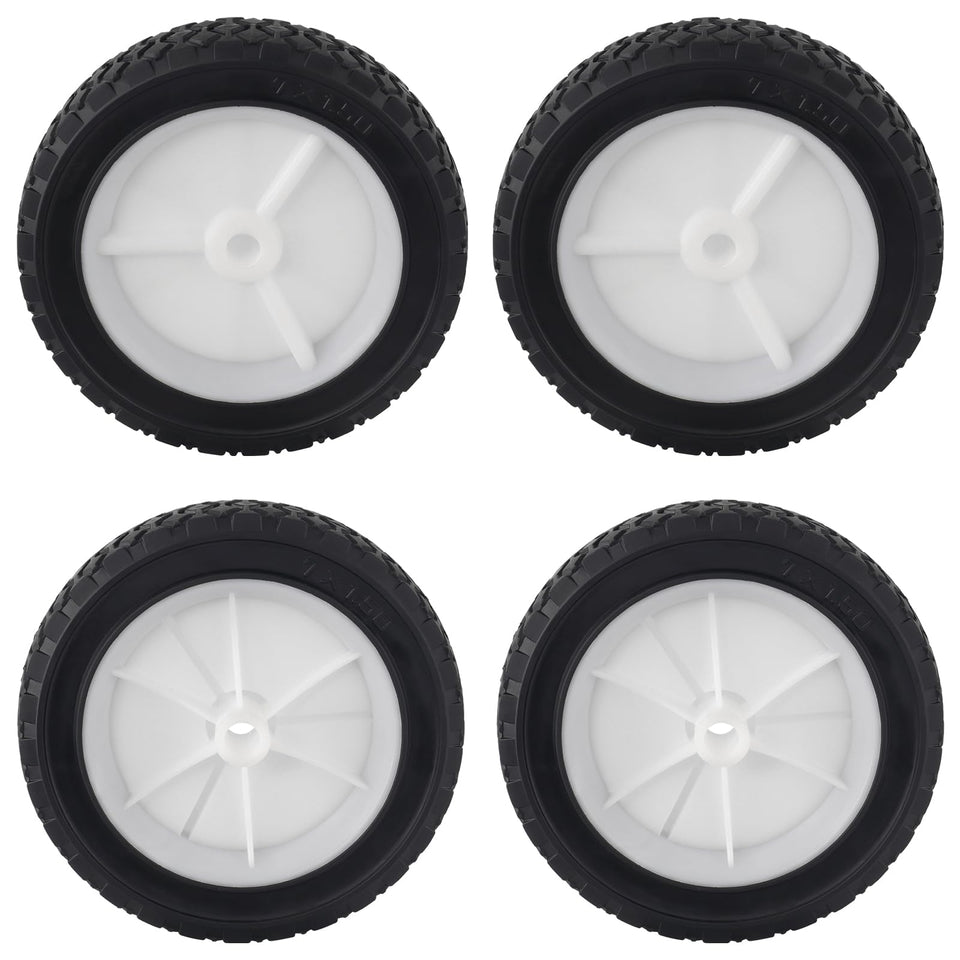 CheeMuii 7-inch lawn mower wheel close-up showing Oregon 72-107 compatibility