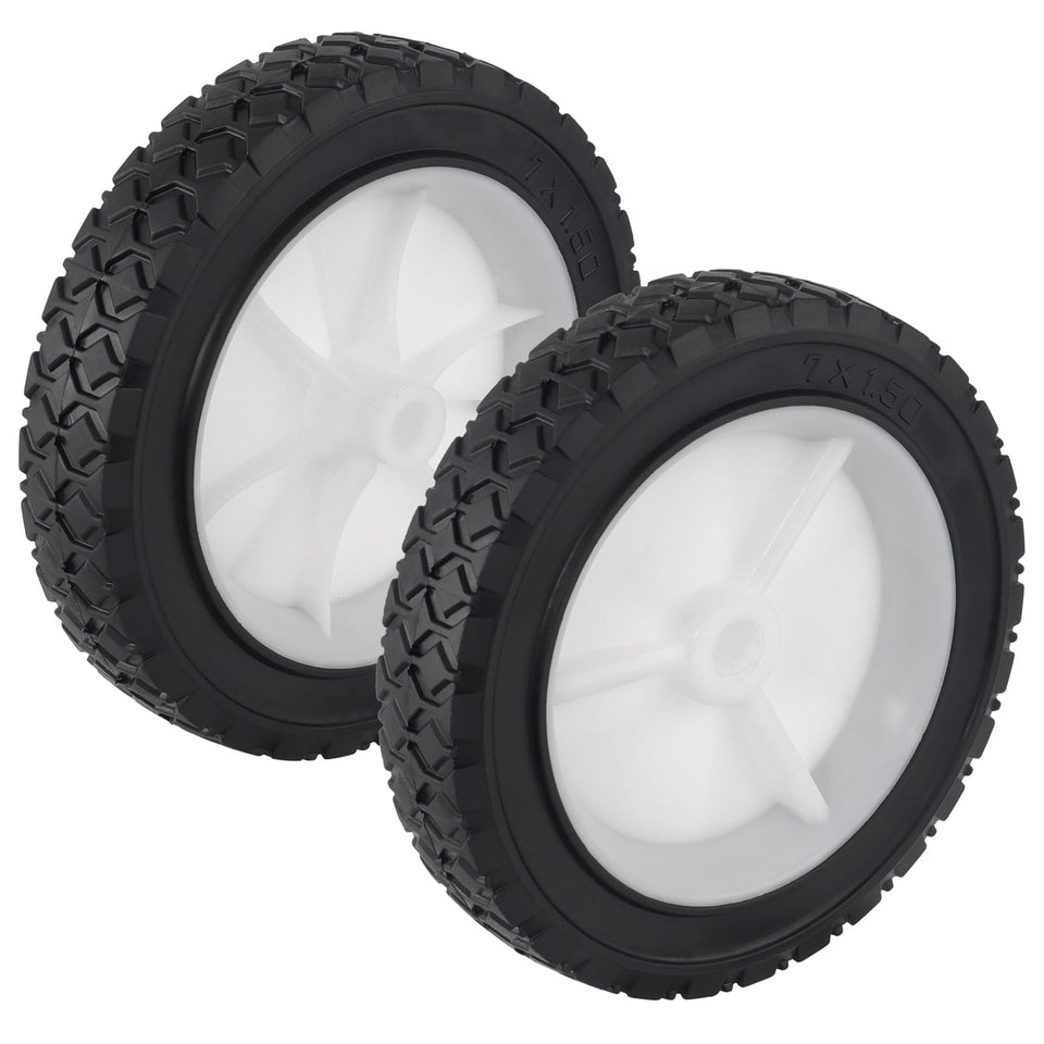 CheeMuii 7-inch wheels pair, ideal mower replacement with smooth rolling.