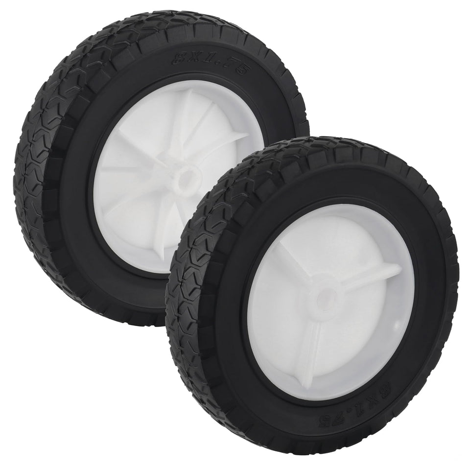 CheeMuii 8in wheel side view, highlighting durable PVC construction for mower replacement.