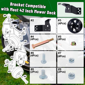 CheeMuii wheel brackets provide solid 42-inch deck attachment points for quick setup.
