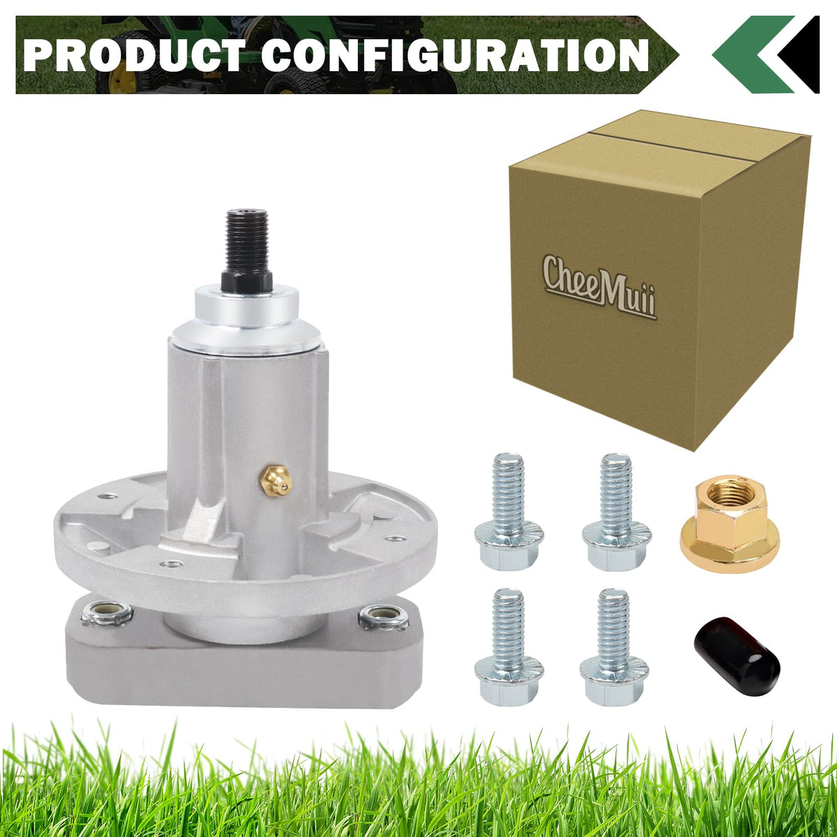 CheeMuii replacement spindle designed for John Deere L100-L190C compatibility.