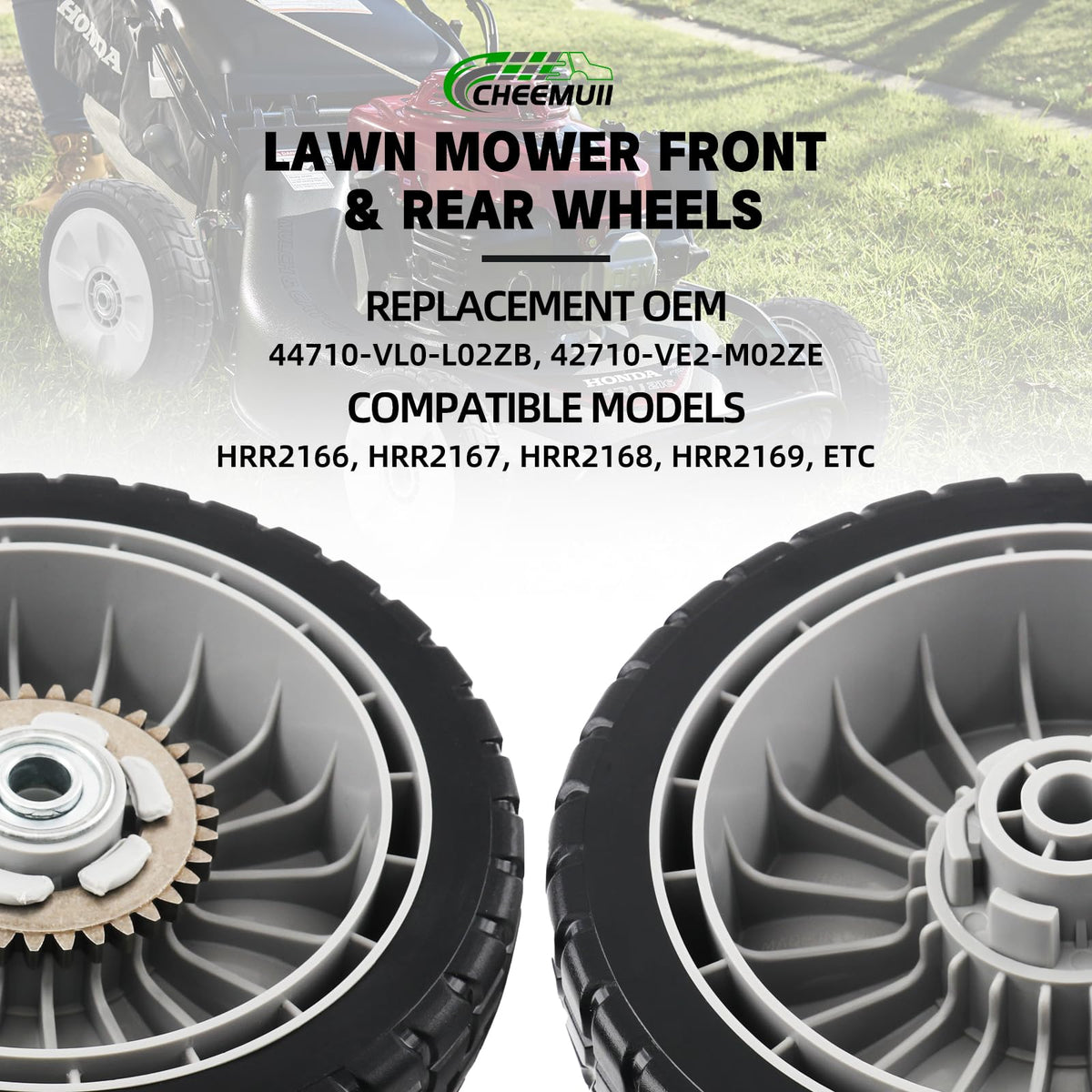 CheeMuii front wheel features durable plastic construction