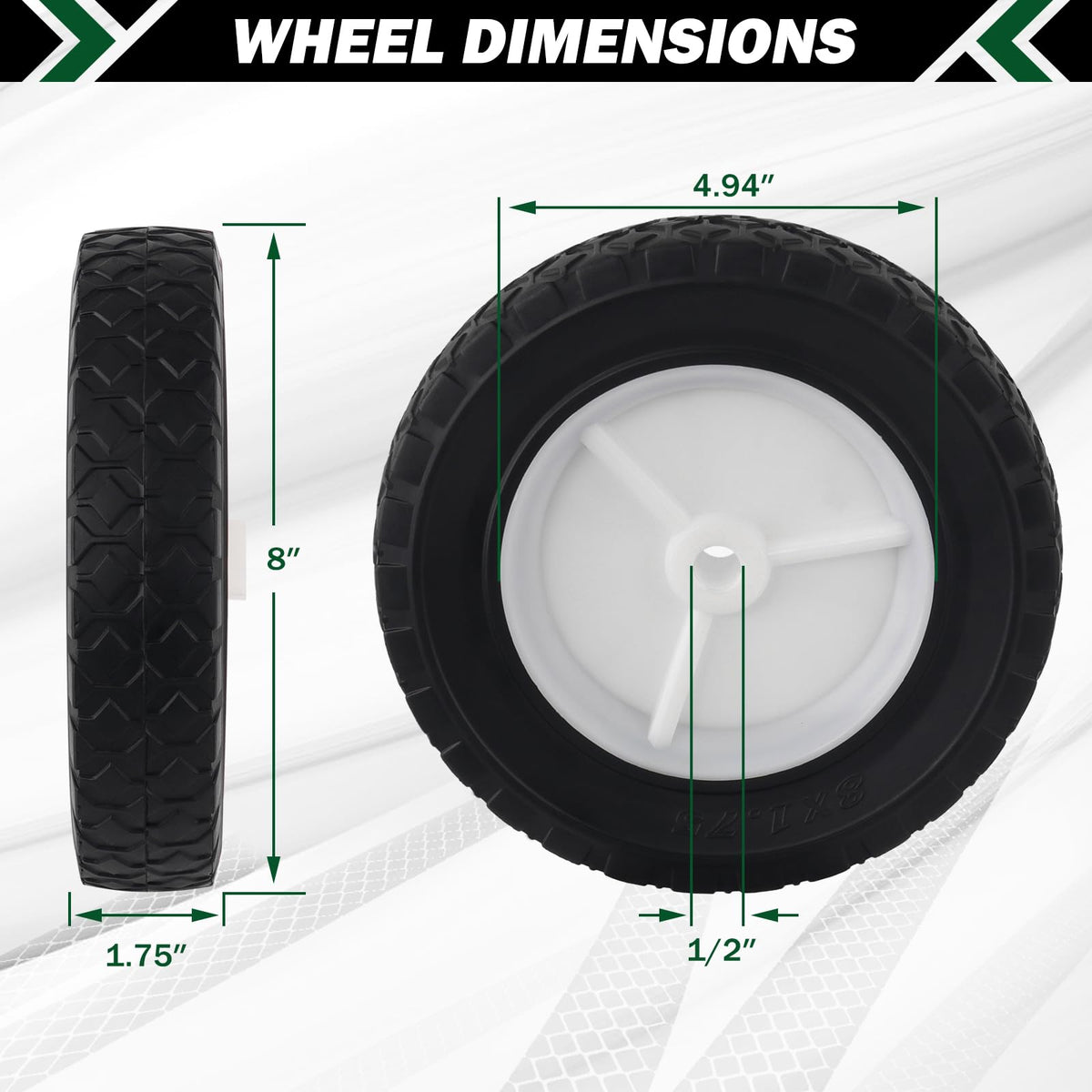 CheeMuii wheels mounted on a mower show quick universal fit.