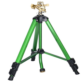 Cheerwater heavy-duty tripod base provides stable irrigation on uneven ground.