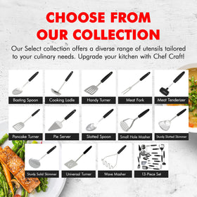 Chef Craft 14-inch turner withstands daily use on busy stainless cookware.