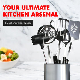 Chef Craft Select spatula designed for stainless steel and cast iron cookware.