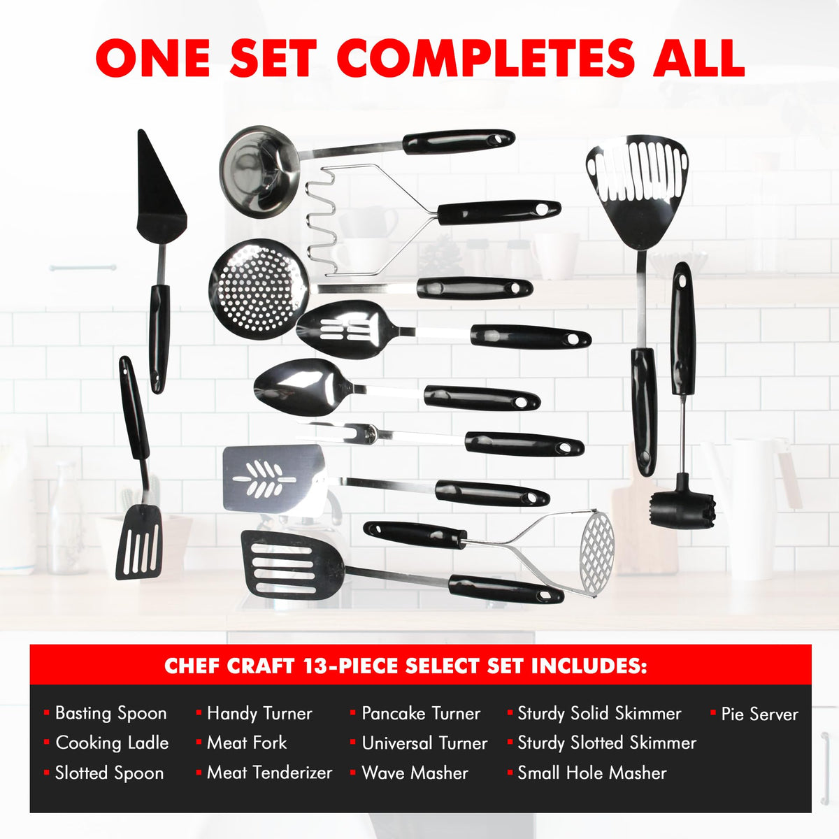 Chef Craft stainless steel spatula with comfortable control during high-heat cooking.