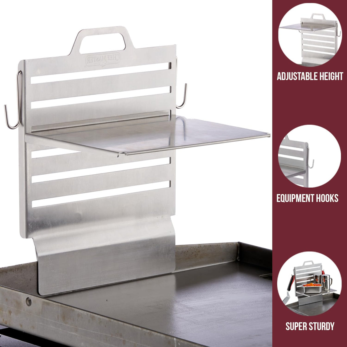 Chef Master easy-clean surface helps post-cook cleanup with a quick wipe