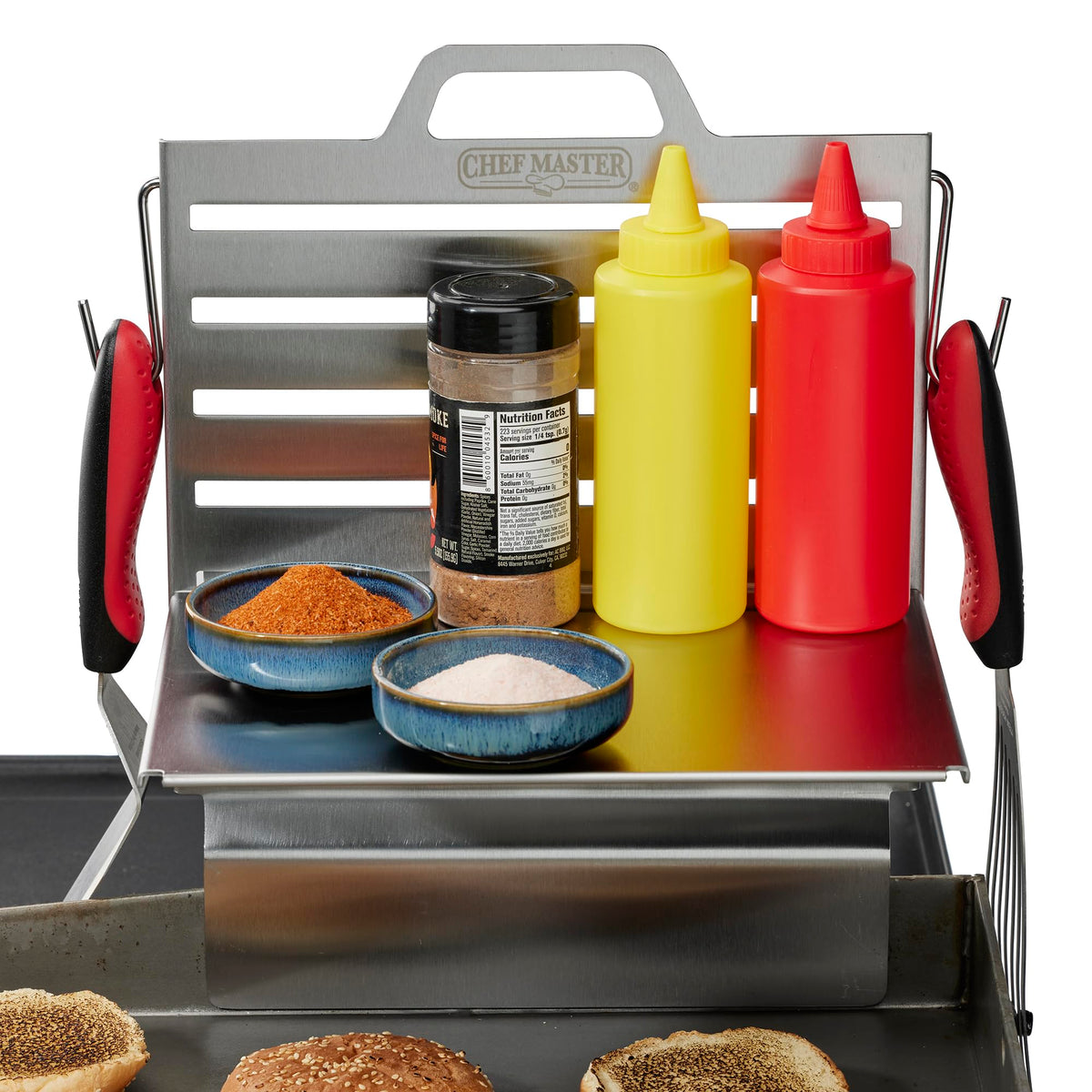 Chef Master outdoor kitchen organizer keeps condiments within easy reach