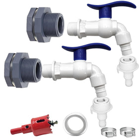 CHENGLAI rain barrel spigot kit mounted on an outdoor barrel for easy water access