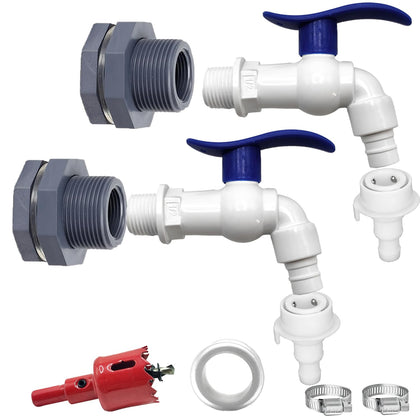 CHENGLAI rain barrel spigot kit mounted on an outdoor barrel for easy water access