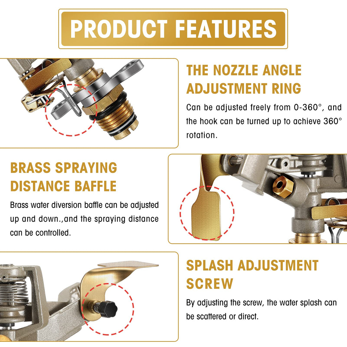 CHENGU brass water diversion baffle helps adjust spray distance precisely.