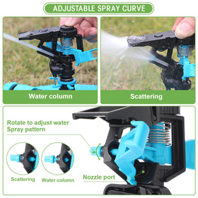 CHENGU lawn sprinkler with deflector control adjusts spray range precisely.