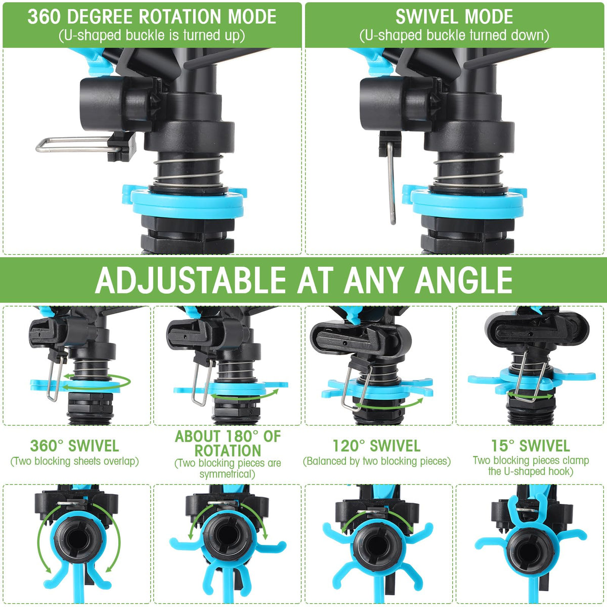 CHENGU sprinkler connects to hoses for easy setup and scalable layouts.