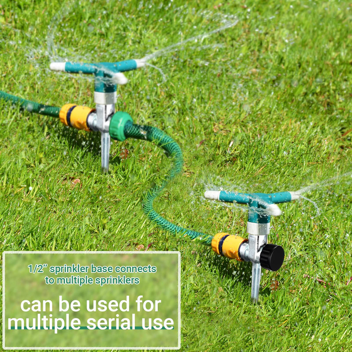 CHENGU sprinkler spike installed in turf for stable, minimal-setup irrigation.