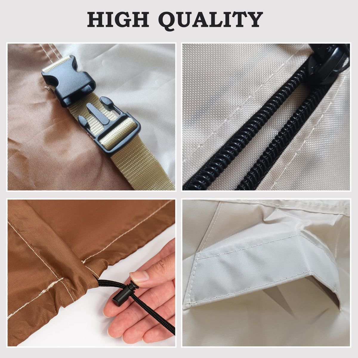 CHENGWEI dual front zippers with self-locking slider provide adjustable coverage.