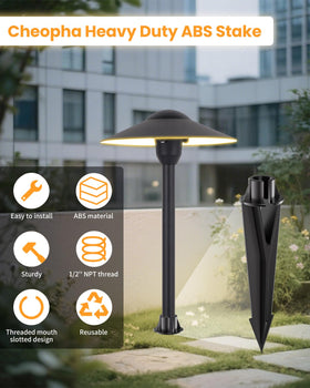 Cheopha heavy-duty ABS stake closeup showing corrosion resistance