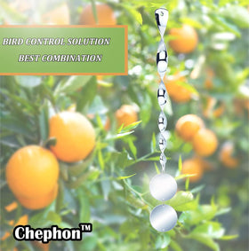 Chephon twisting rods create moving reflections to deter birds outdoors.