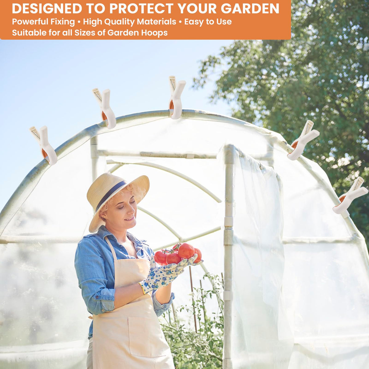 ChezMax greenhouse clip with smooth edges for safe use around plants.