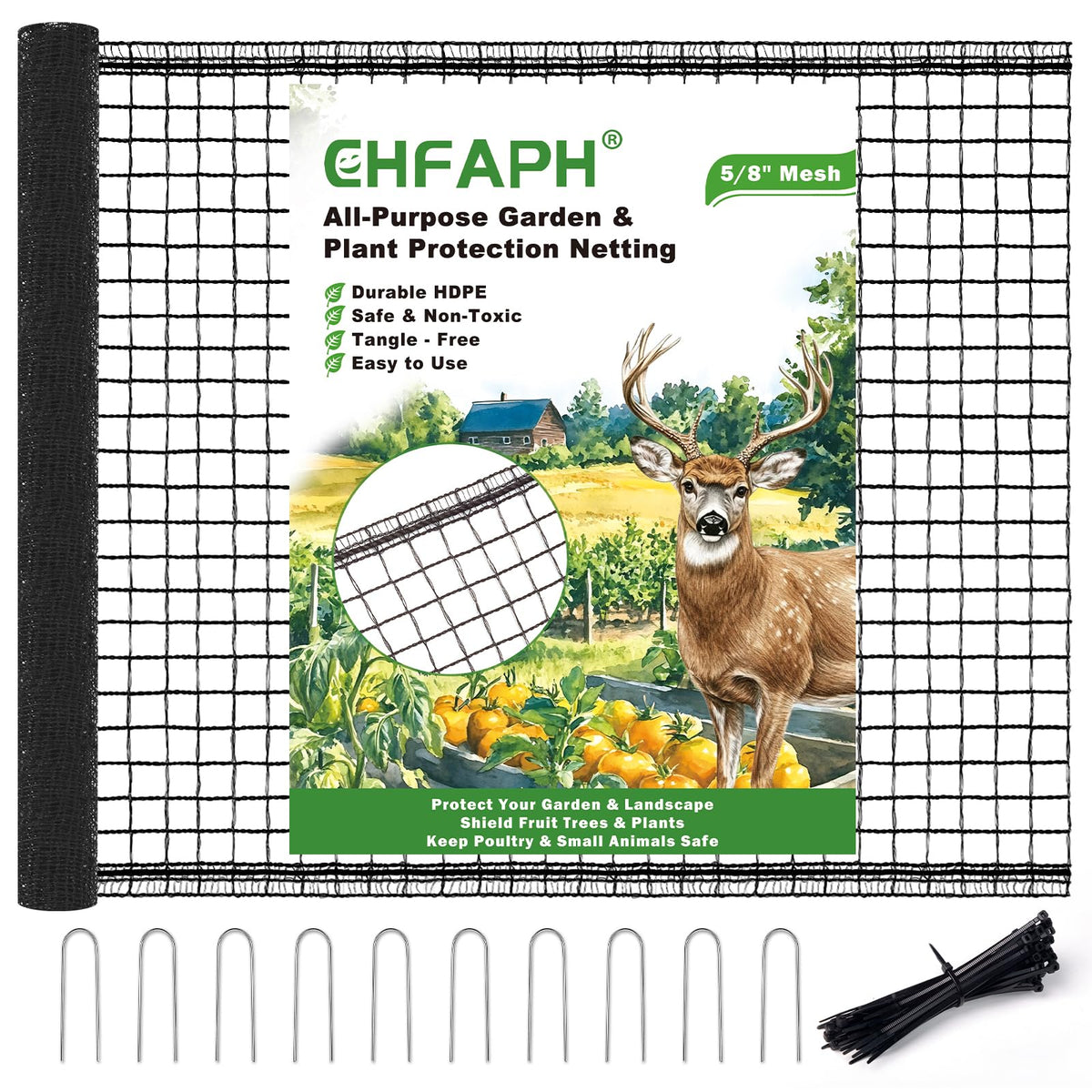 CHFAPH deer fence netting rolled for quick storage and deployment