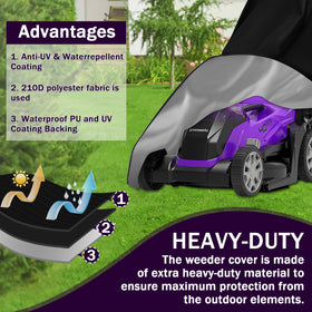 CHGANG lawn mower cover close-up shows secure drawstring tightening