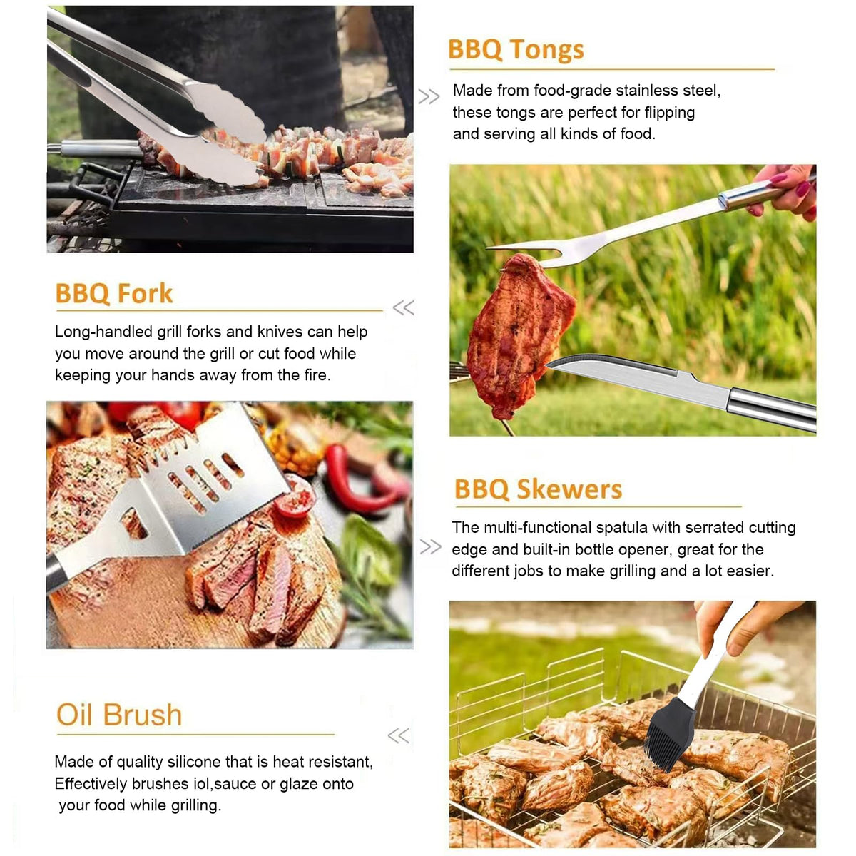 CHI SHANG grill mats and corn skewers for delicate foods and even cooking