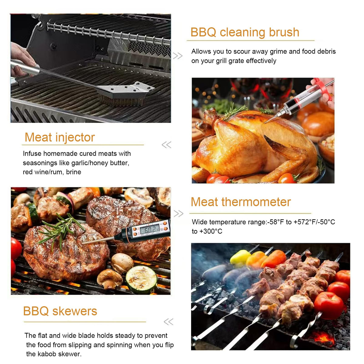 CHI SHANG meat thermometer and meat syringe for precise doneness