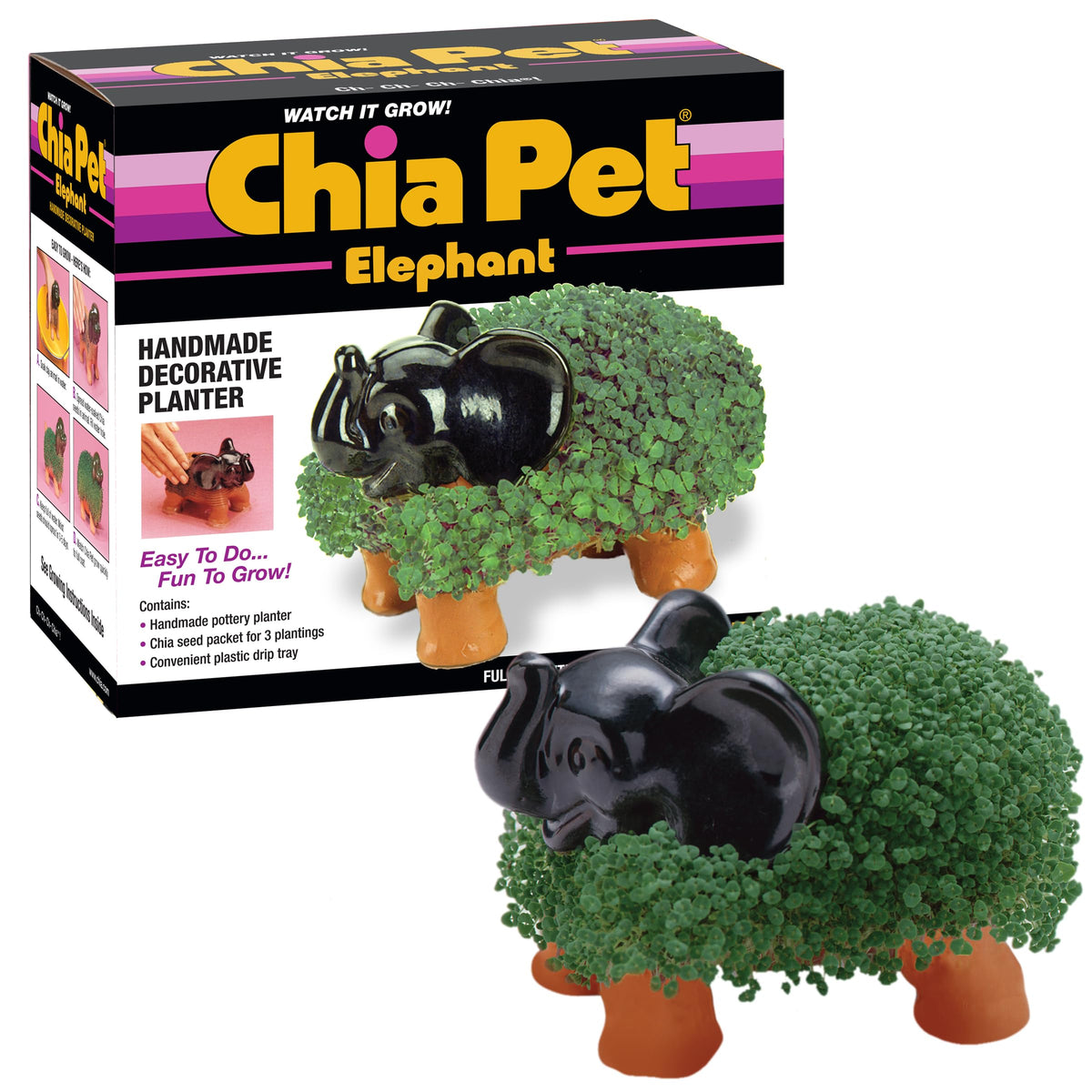 Chia Pet Elephant seed-pack: easy start for a fun, fast-growing chia project.