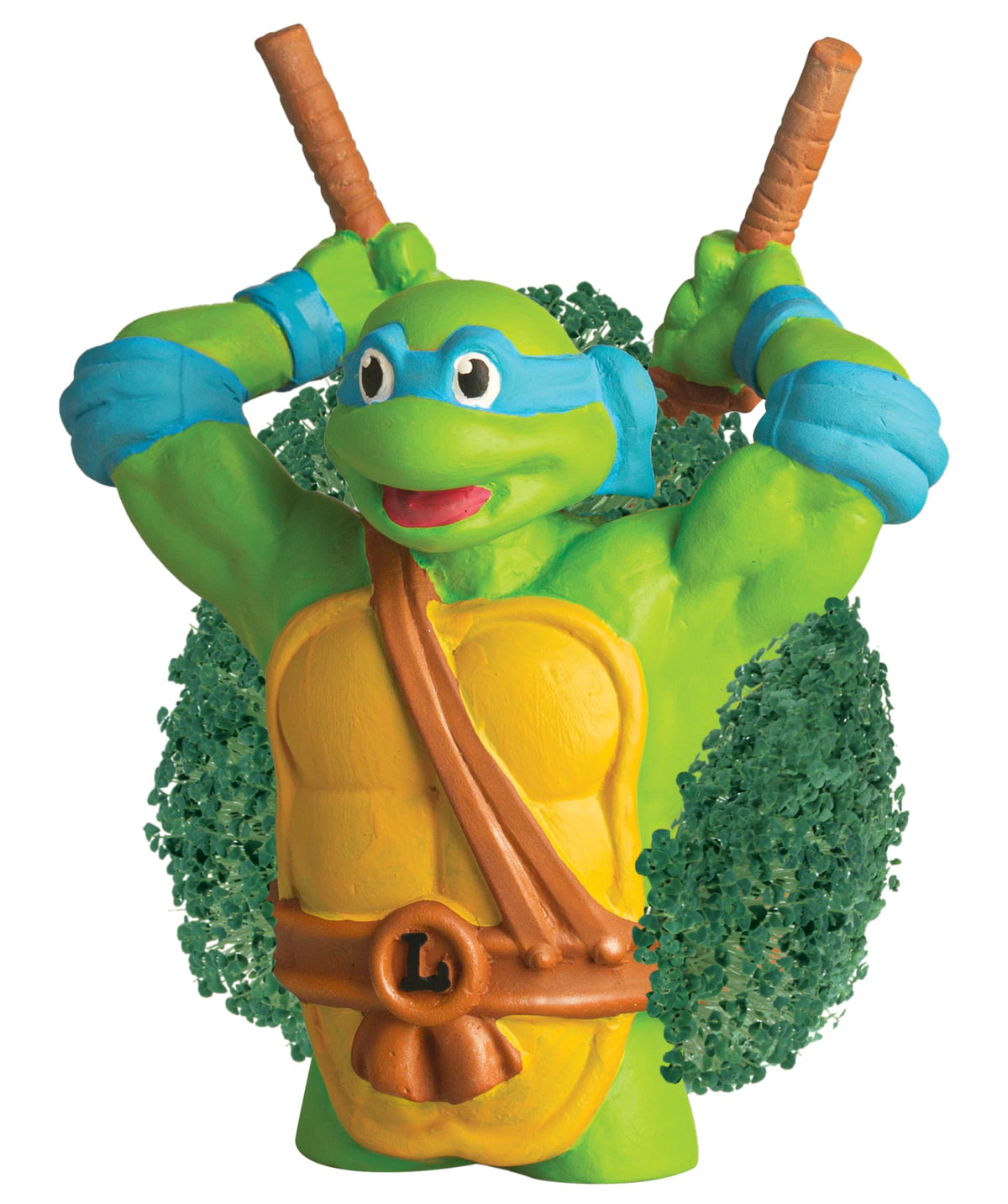 Chia Pet growth in 1-2 weeks creates a lush TMNT look.